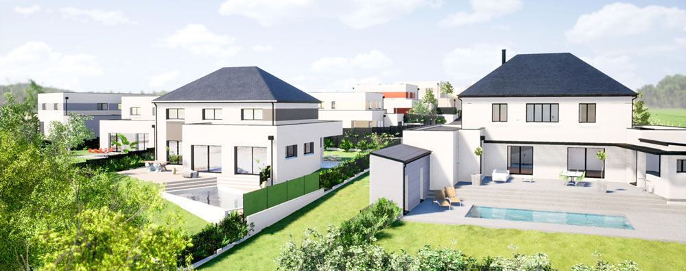 Visite en réalité virtuelle d'un lotissement de 9 maisons individuelles